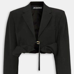 New Jacquemus La Veste Croissant Long-Sleeved Cropped Blazer 12